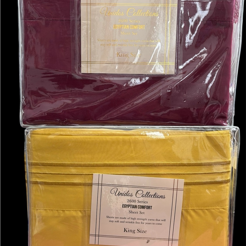 Egyptian King Size Elegant Choose Red or Gold Bedding Sheets